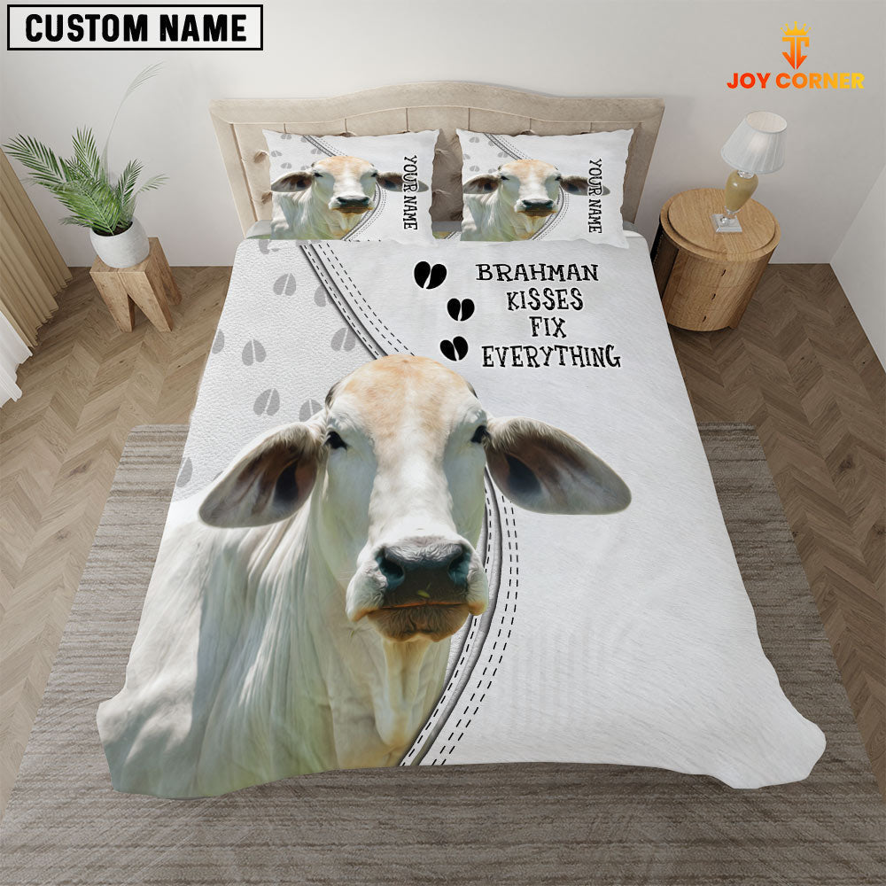Brahman Cattle Kisses Fix Everything Custom Name Bedding Set