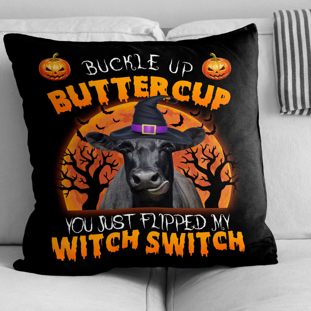 Happy Halloween Black Angus Buckle Up Butter Cup Pillow Case