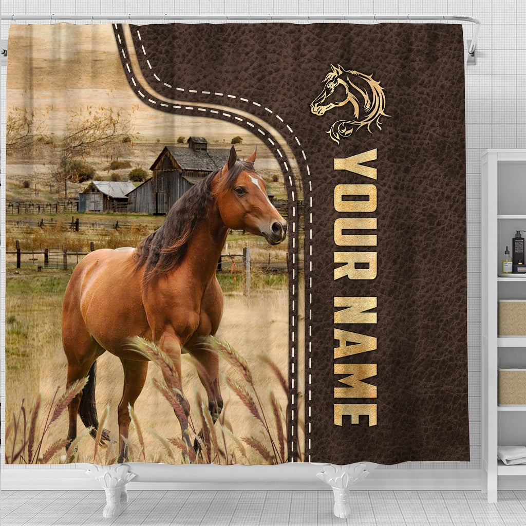 Horse Leather Pattern Custom Name Shower Curtain