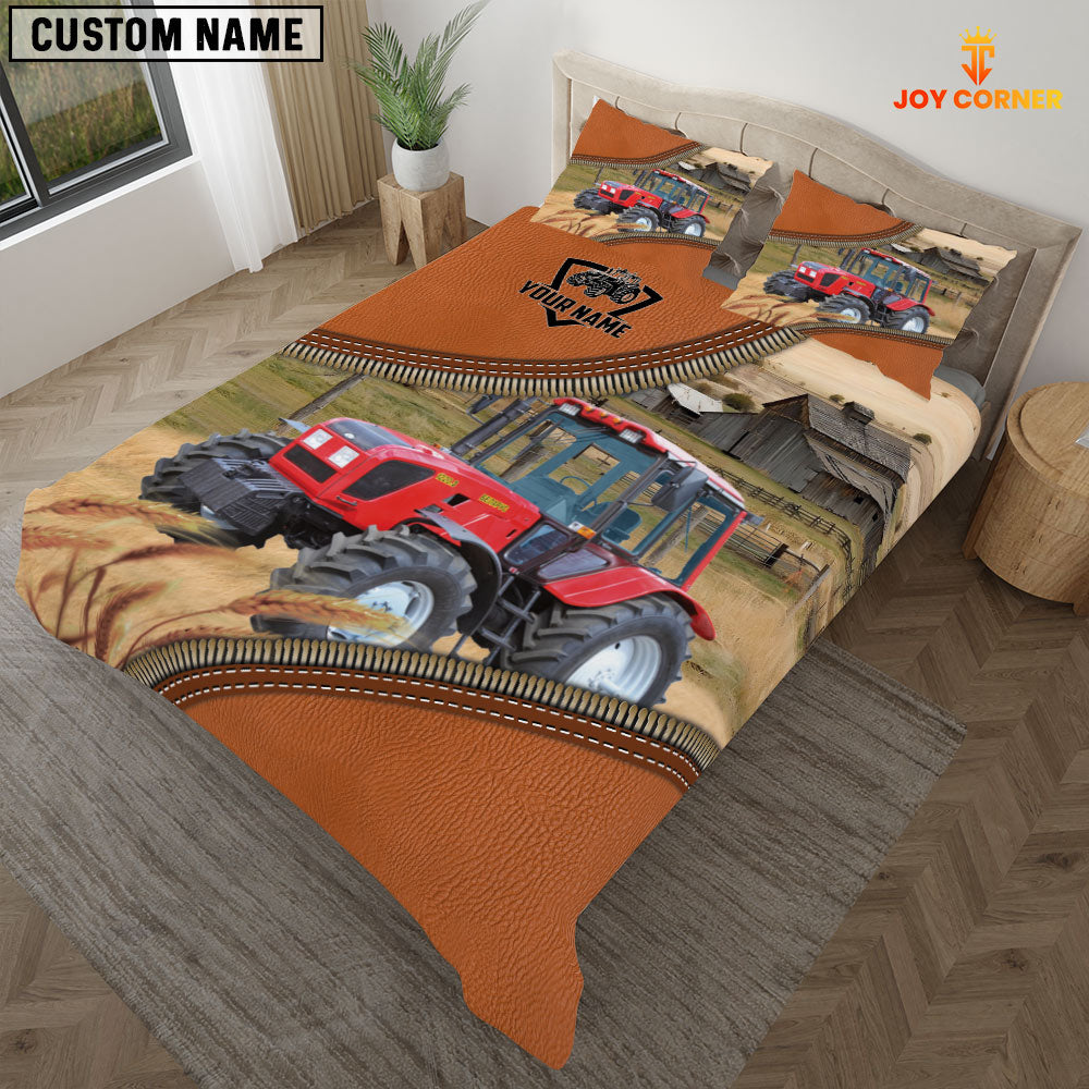 Red Tractor On The Farm Customized Name 3D Bedding Set