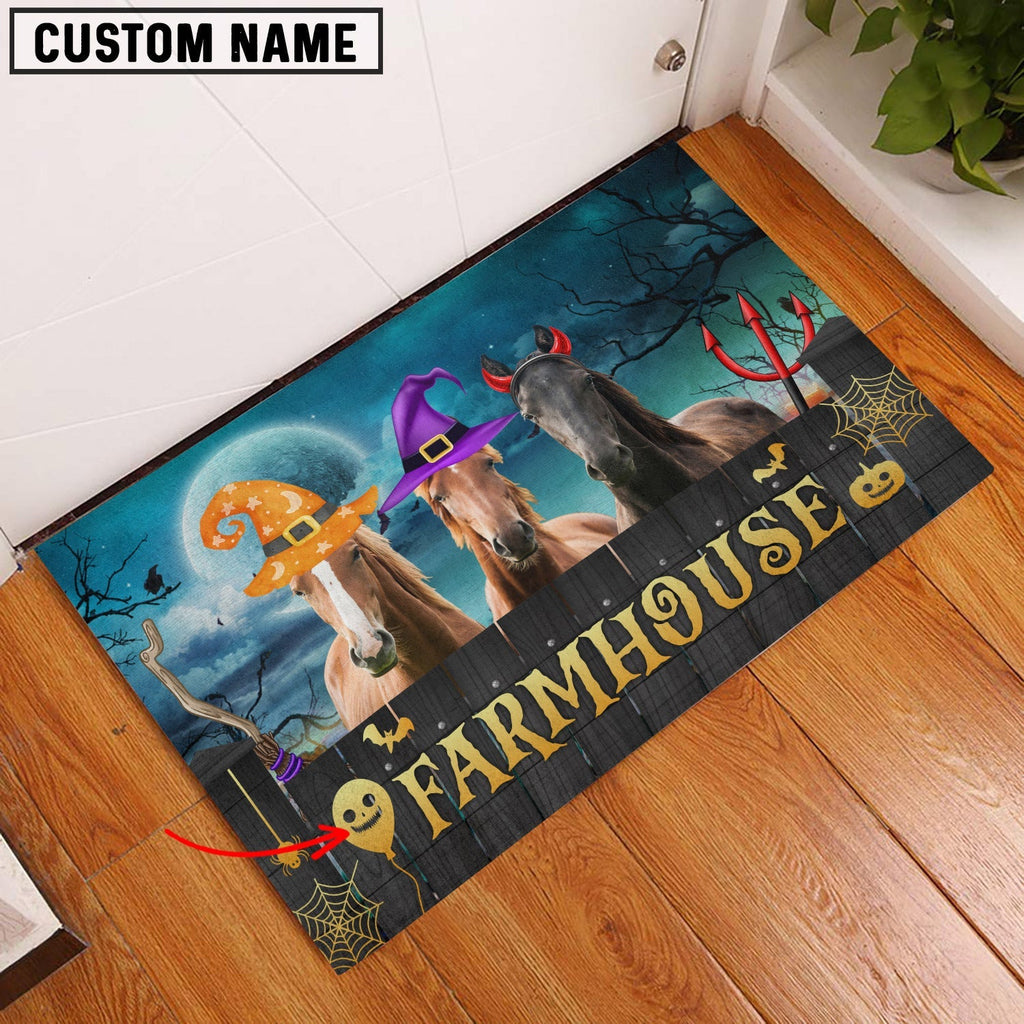 Horse Farmhouse Halloween Custom Name Doormat