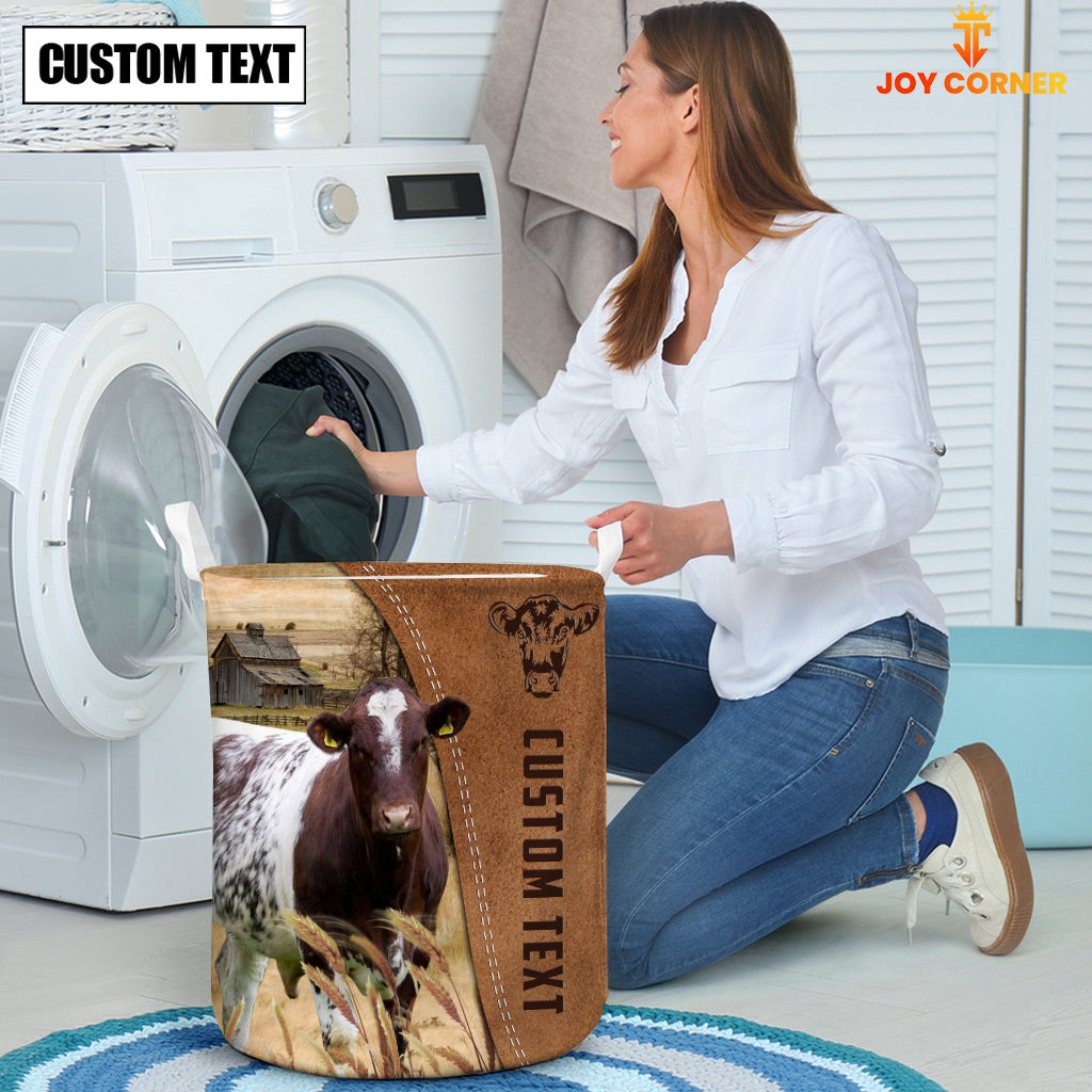 Shorthorn Brown Farm Custom Name Laundry Basket