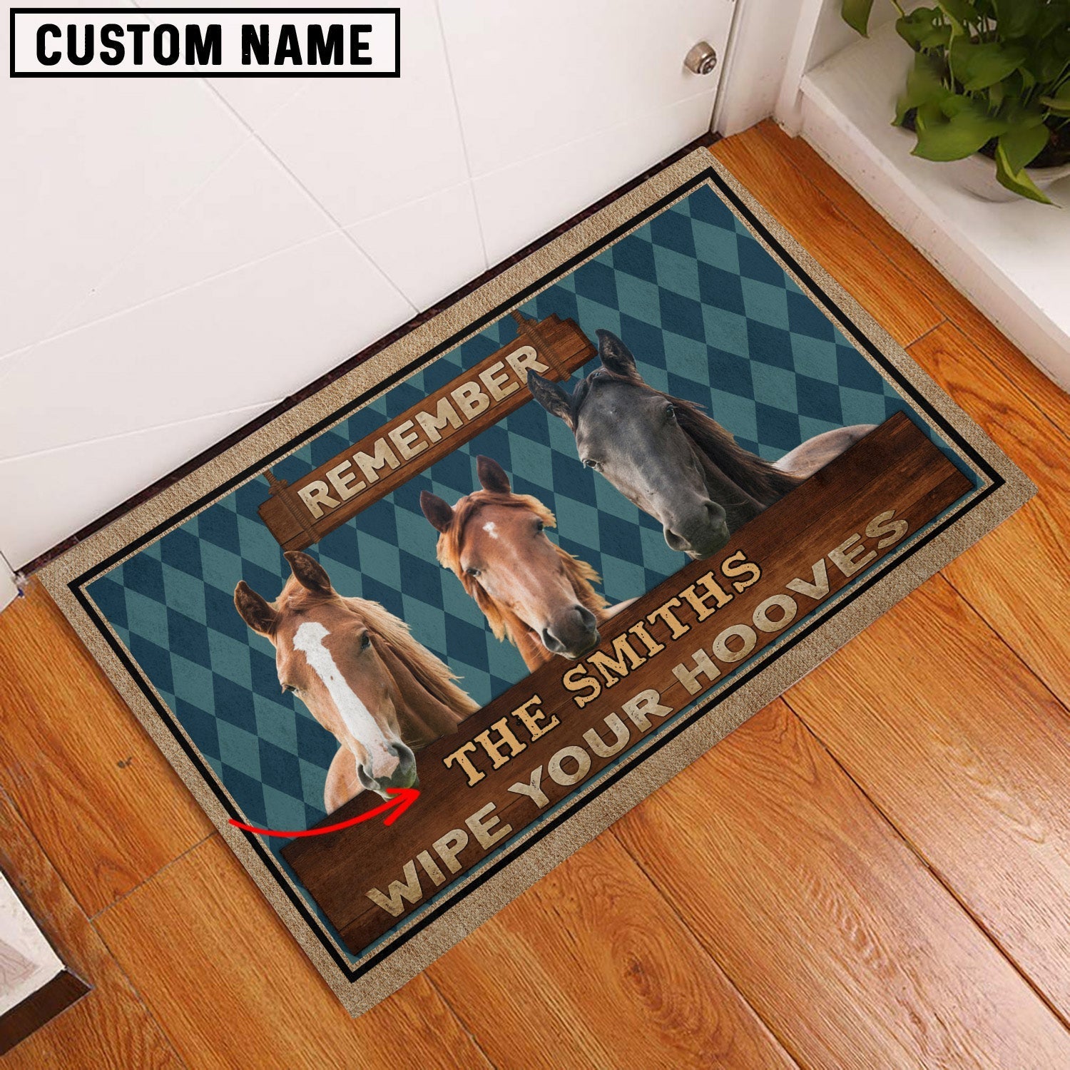 Horse Wipe Your Hooves Custom Name Doormat