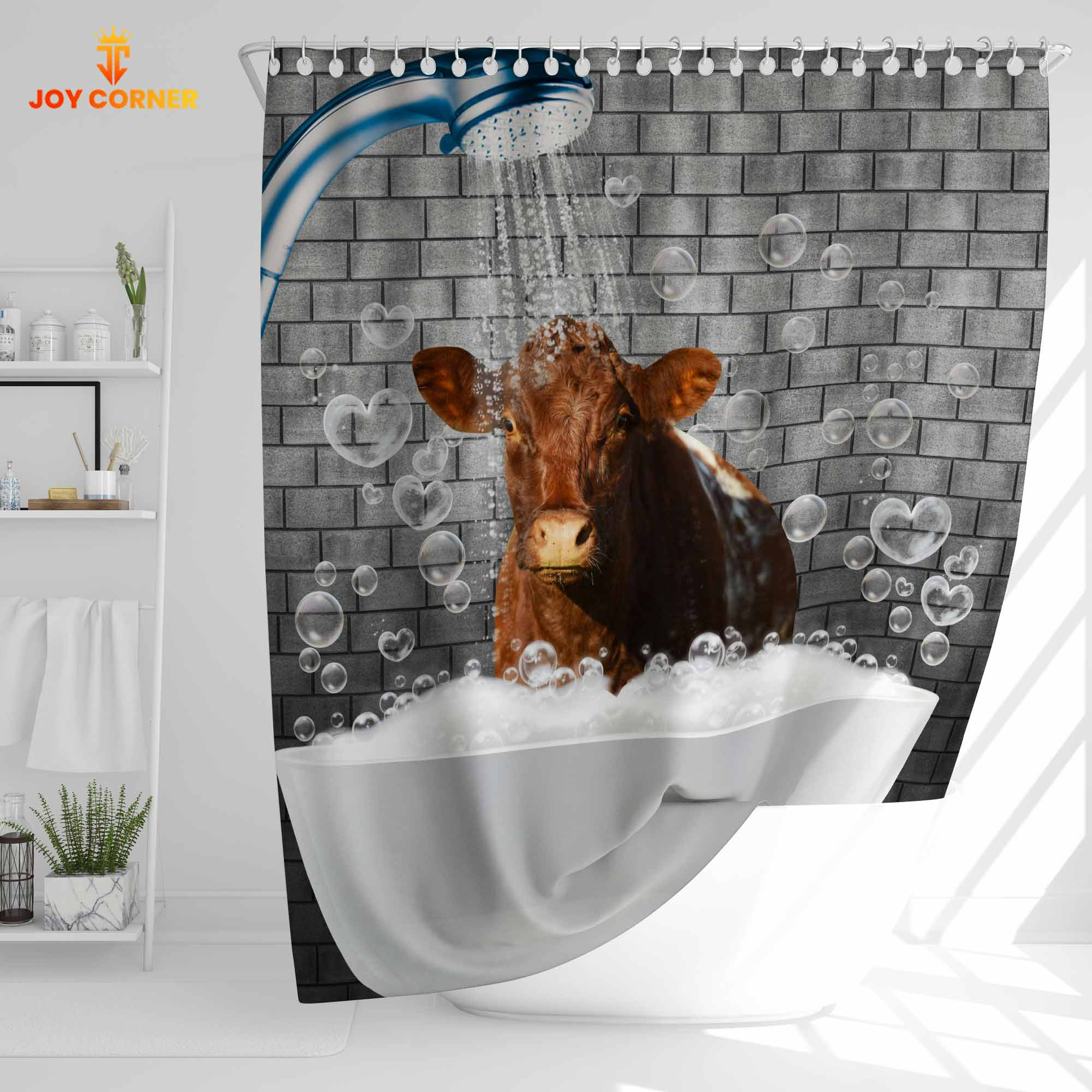 Shorthorn Brick Wall 3D Shower Curtain