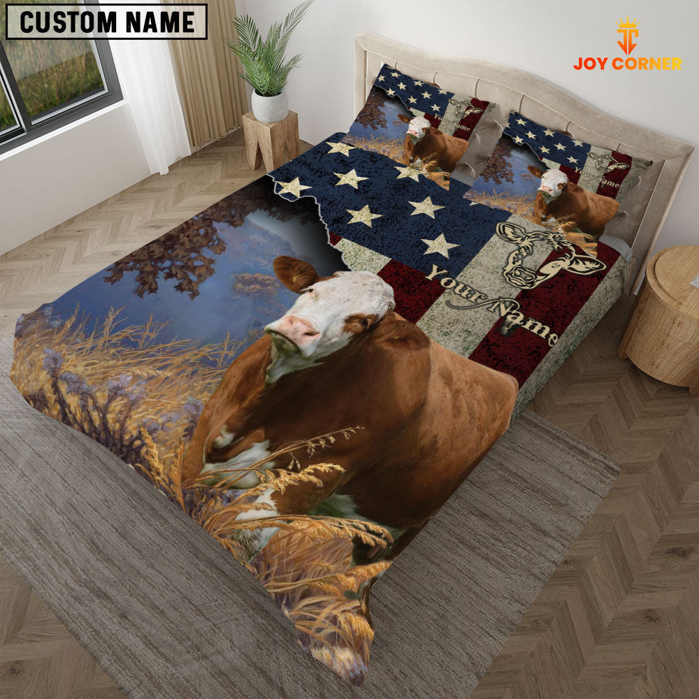 Simmental America Customized Name 3D Bedding Set