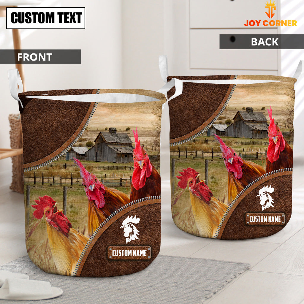 Rooster Custom Name Laundry Basket