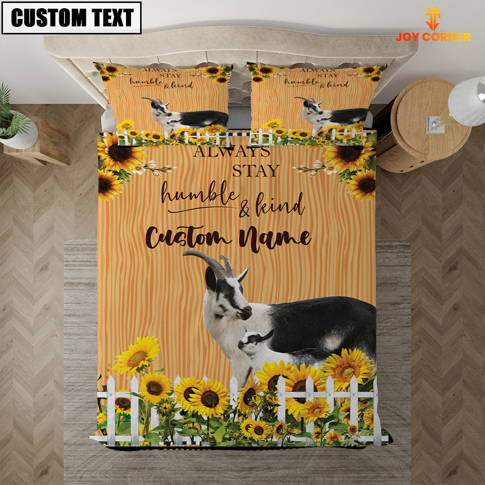Goat Stay Humble And Kind Custom Name Bedding Set