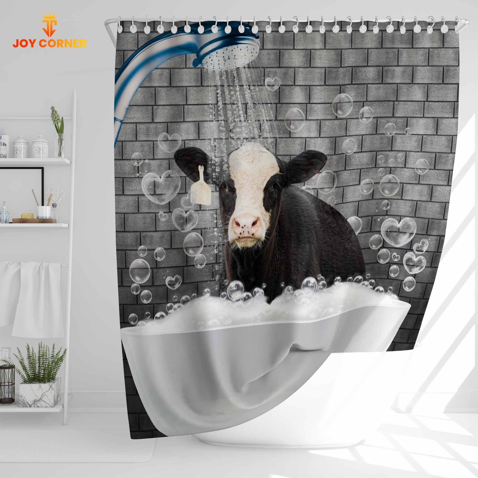 Black Hereford Brick Wall 3D Shower Curtain
