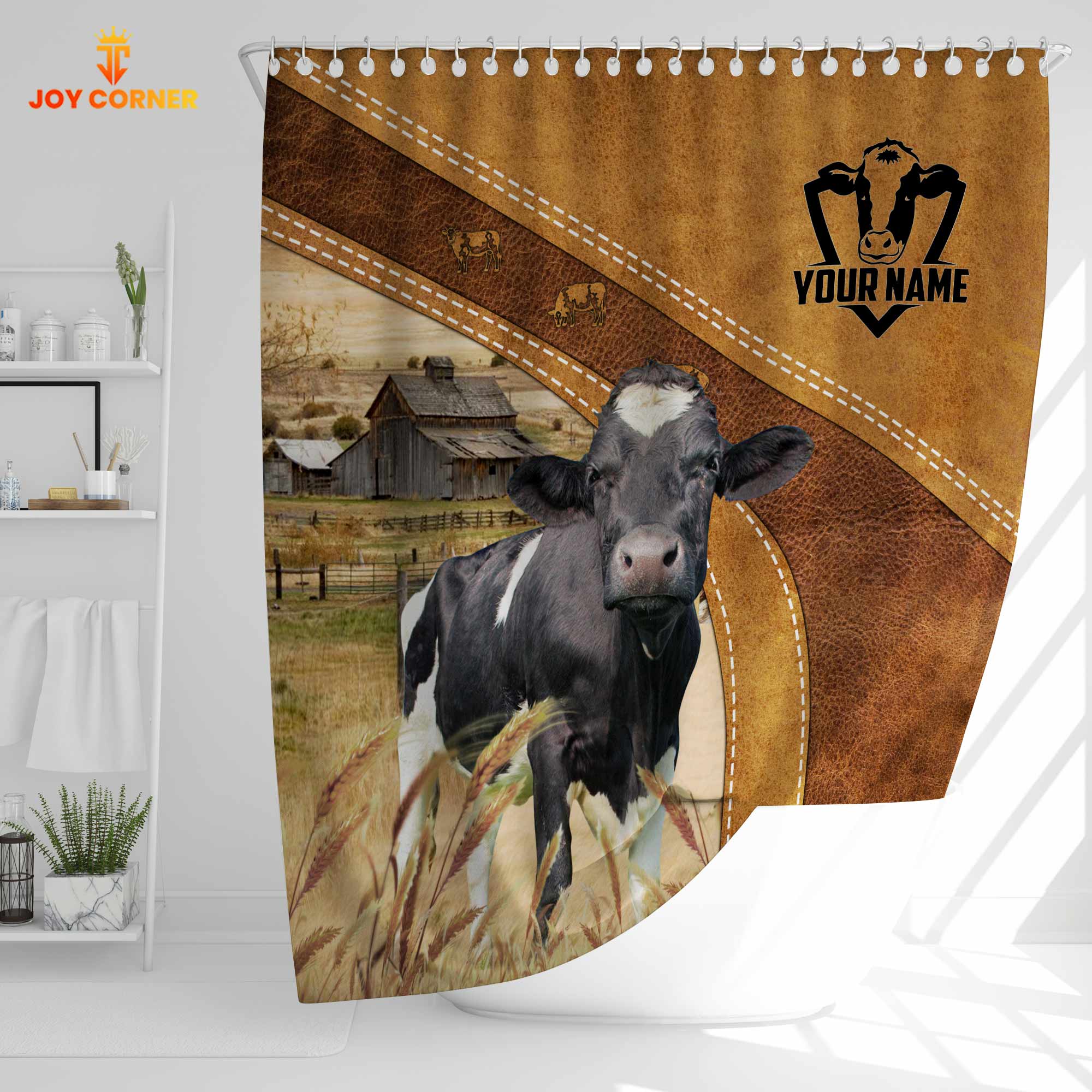 Custom Name Holstein Pattern Shower Curtain