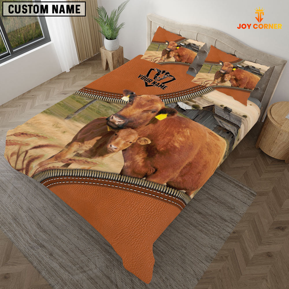 Red Angus On The Farm Customized Name 3D Bedding Set