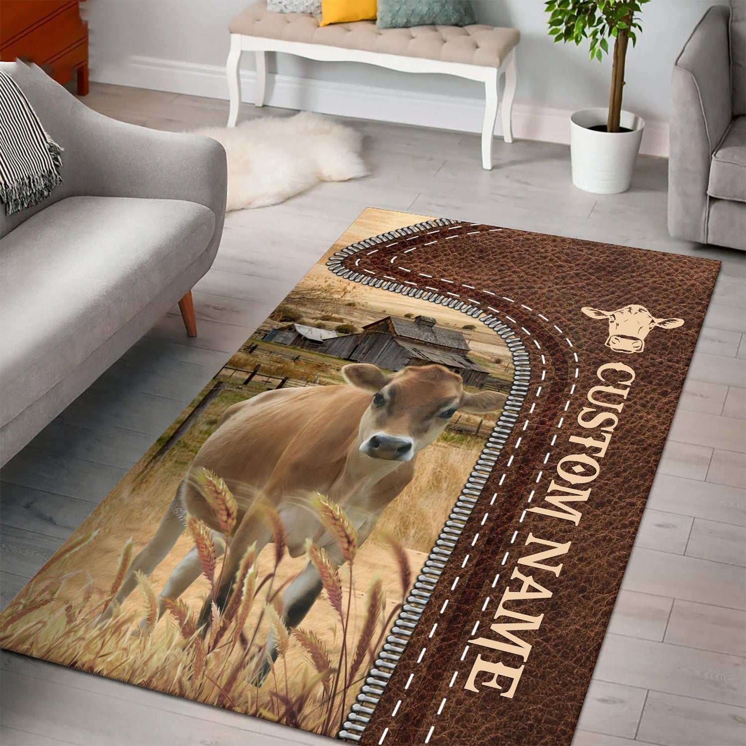 Jersey Farming Personalized Name 3D Rug