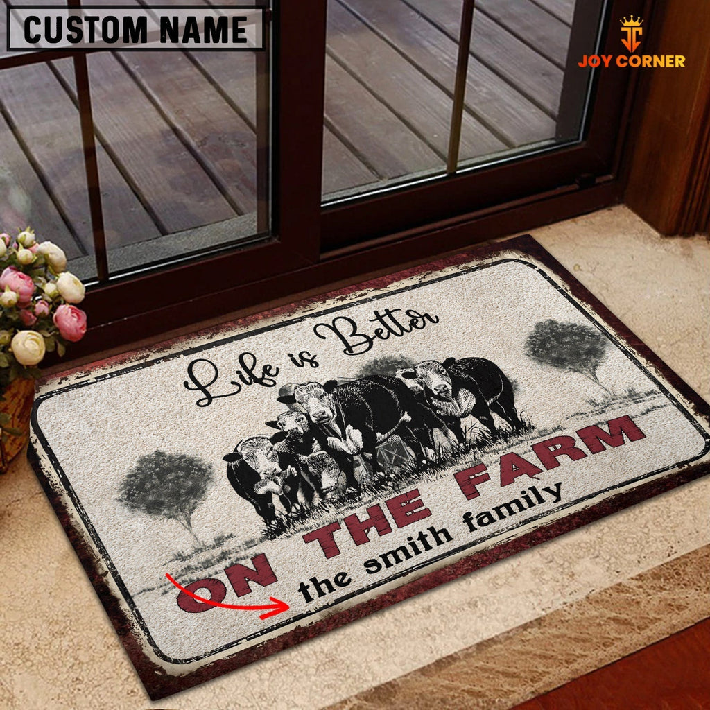 Hereford Life is Better Custom Name Doormat