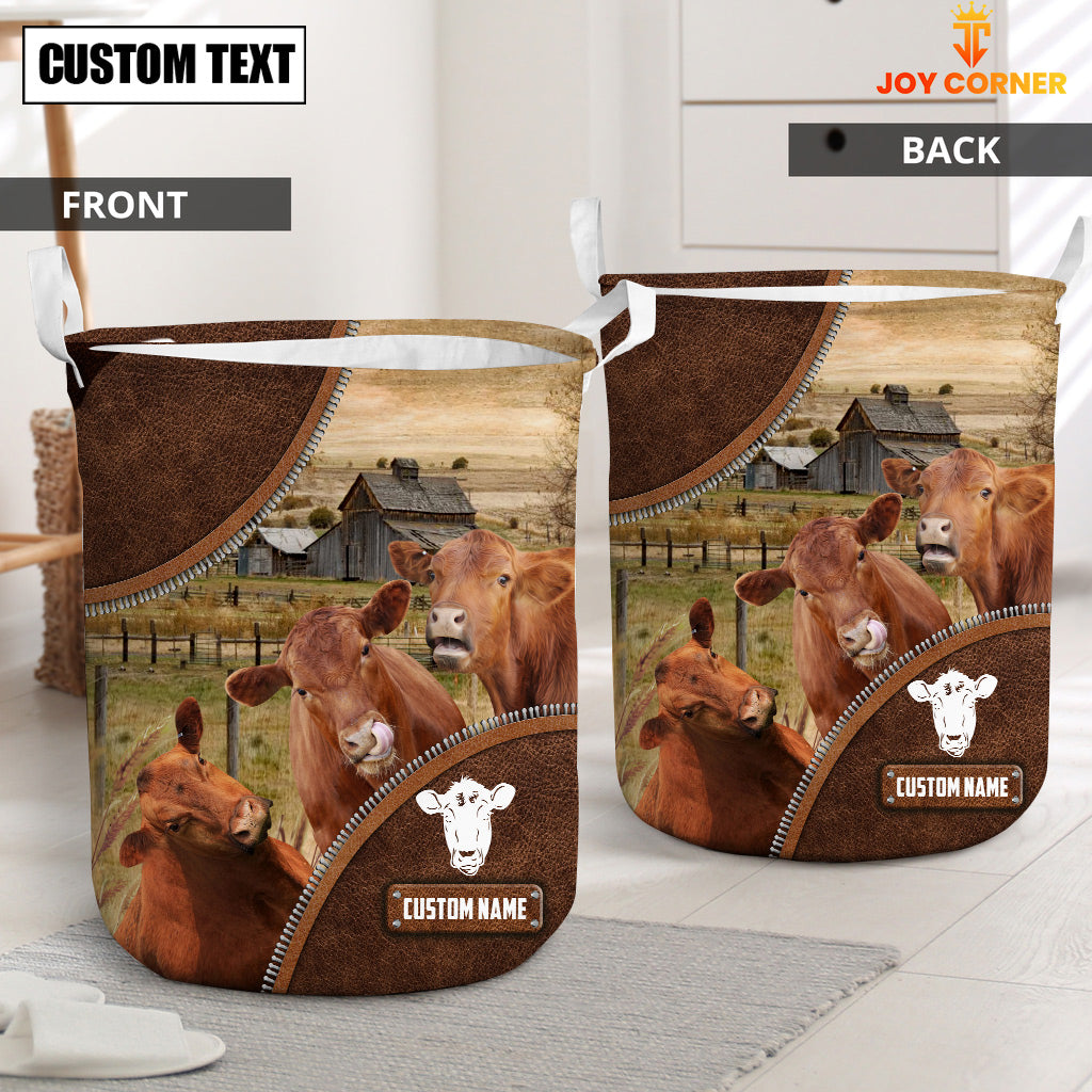 Red Angus Custom Name Laundry Basket