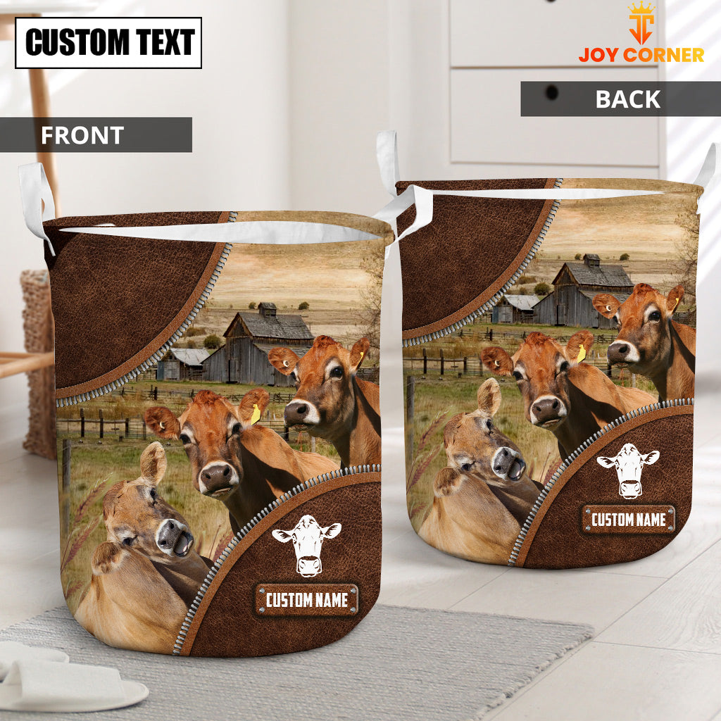 Jersey Cow Custom Name Laundry Basket