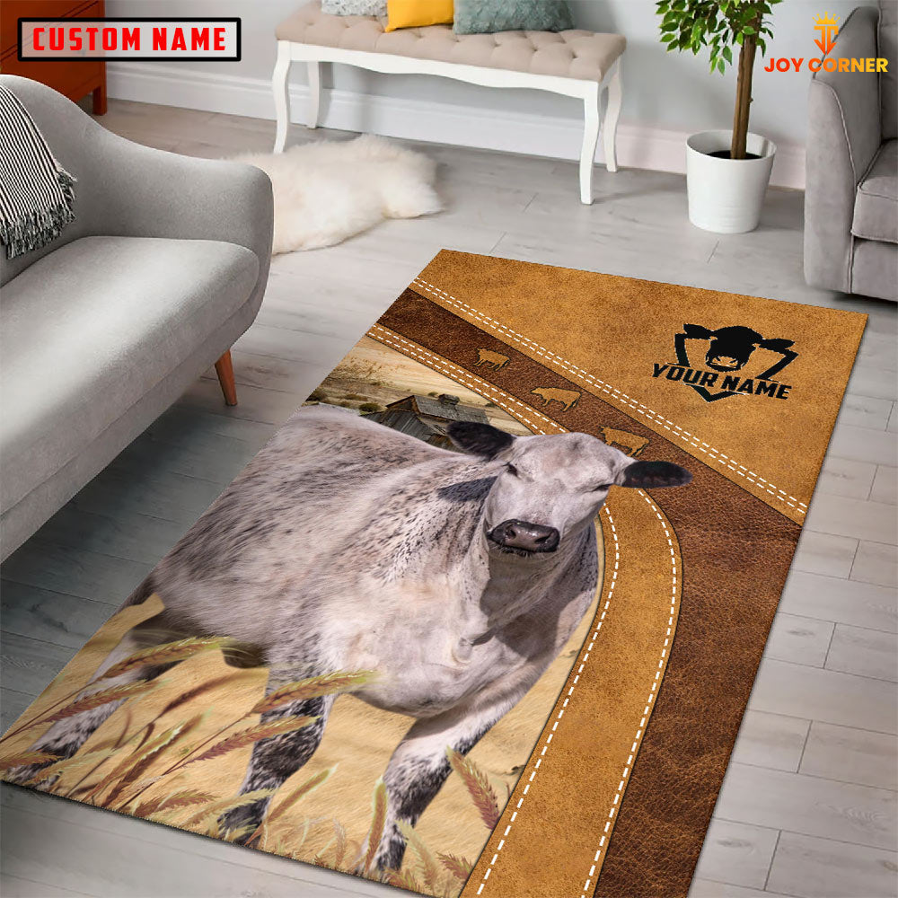 Speckle Park Farming Brown Personalized Name 3D Rug