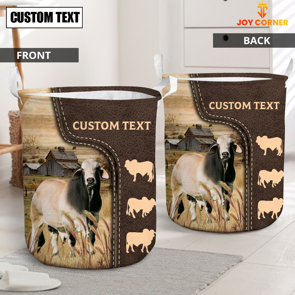 Brahman Custom Name Leather Pattern Laundry Basket