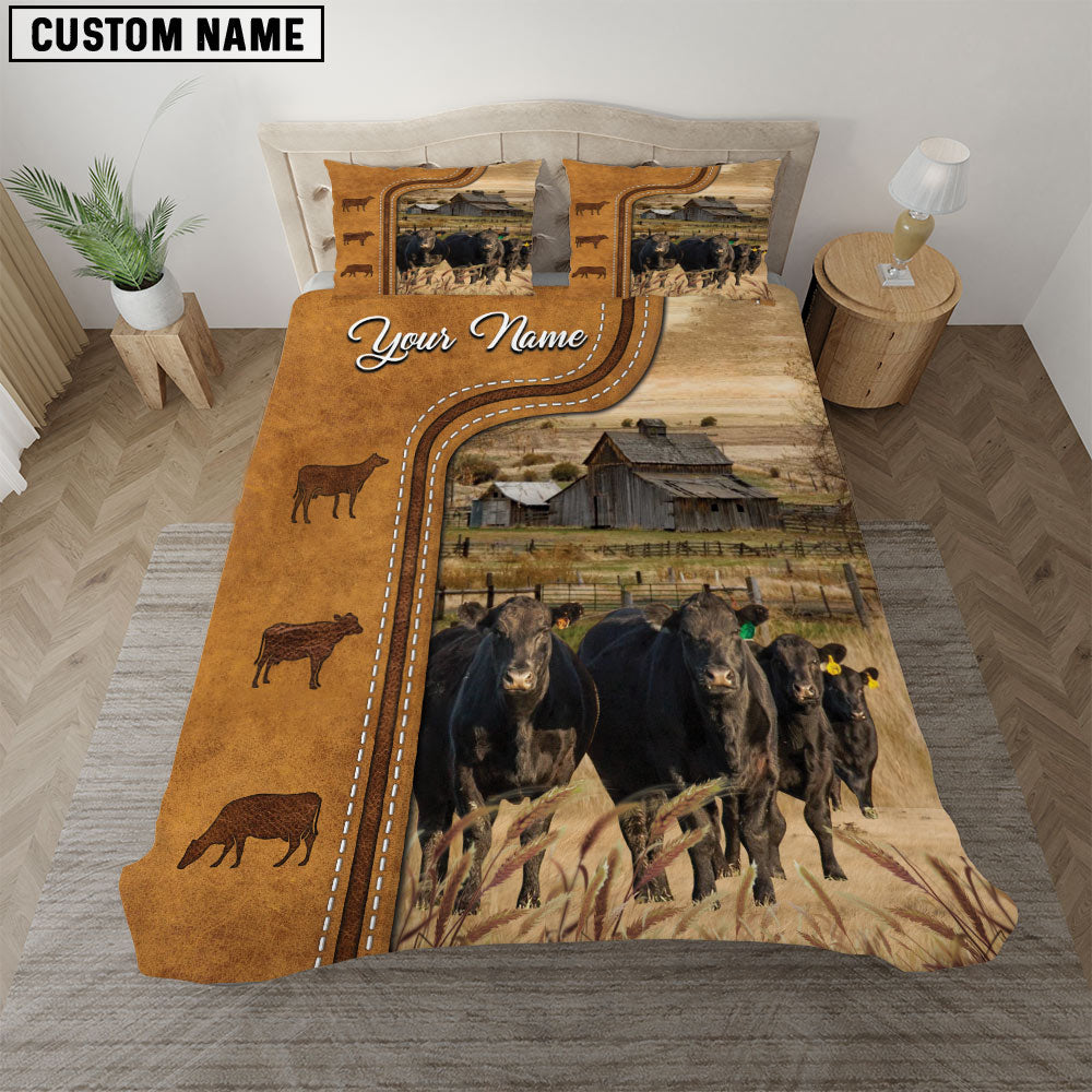 Black Angus On The Farm Personalized Name Bedding Set