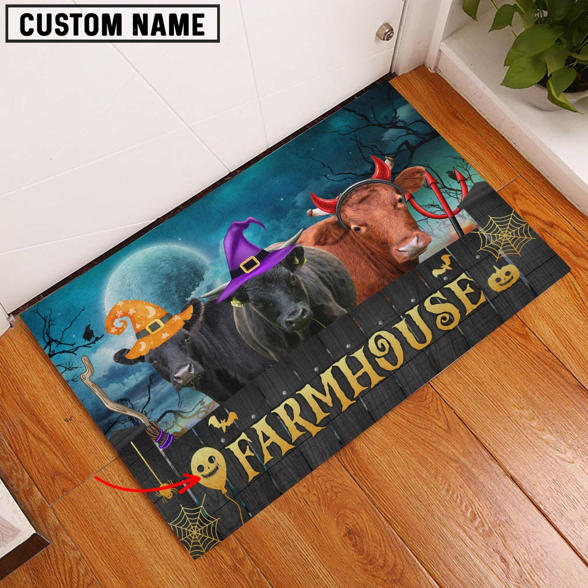 Dexter Farmhouse Halloween Custom Name Doormat