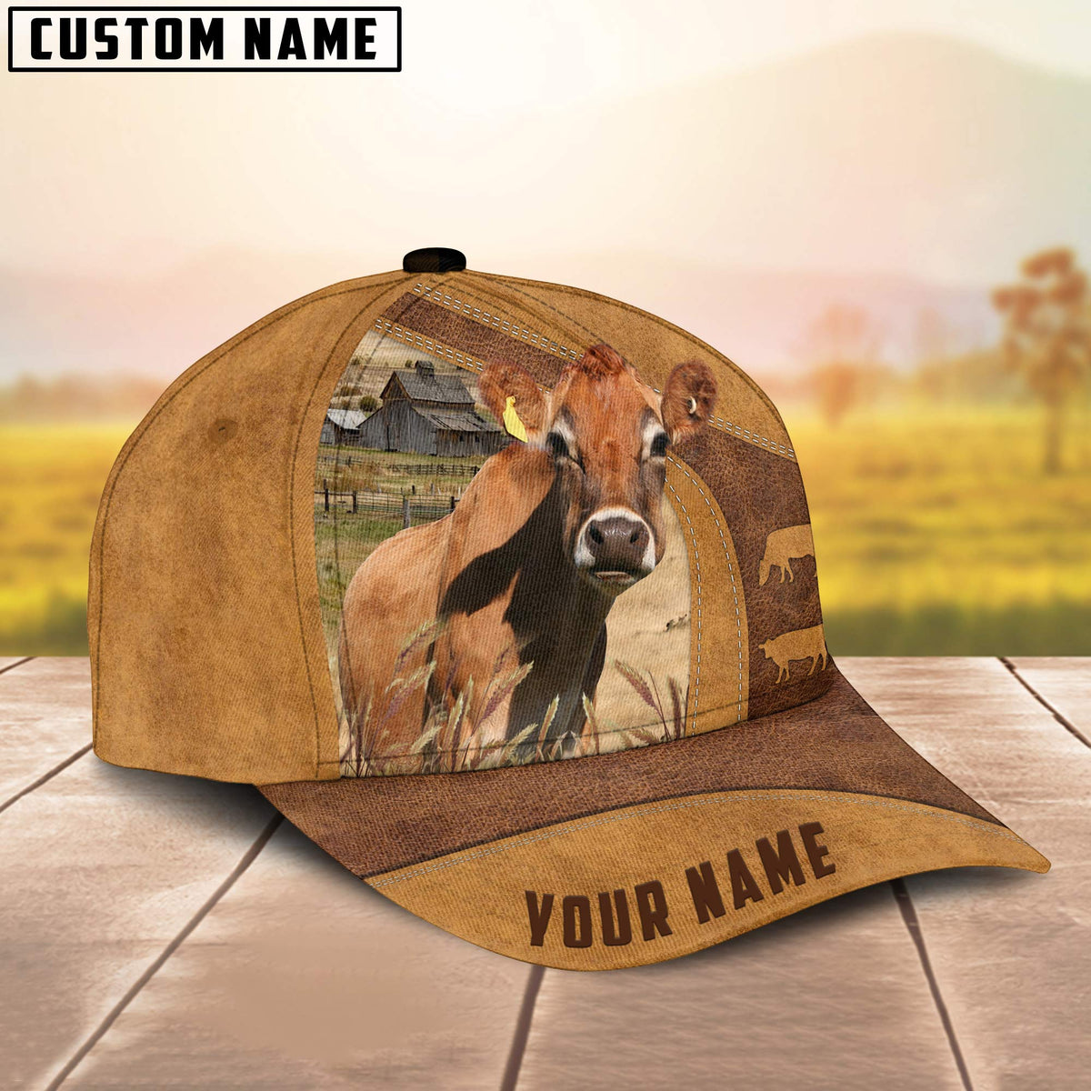 Jersey Cow No Horns Custom Name Cap