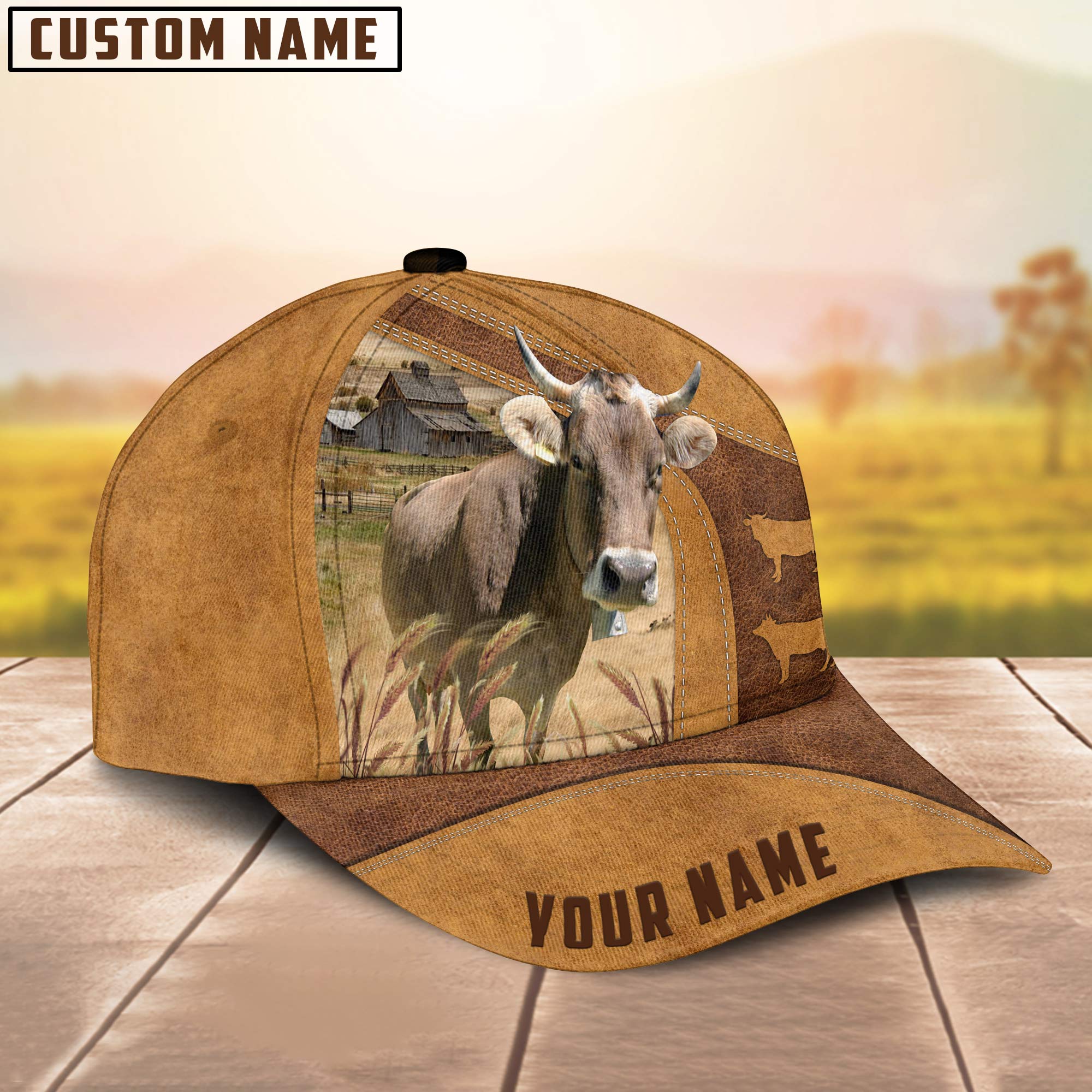 Custom Name Brown Swiss Cattle Cap