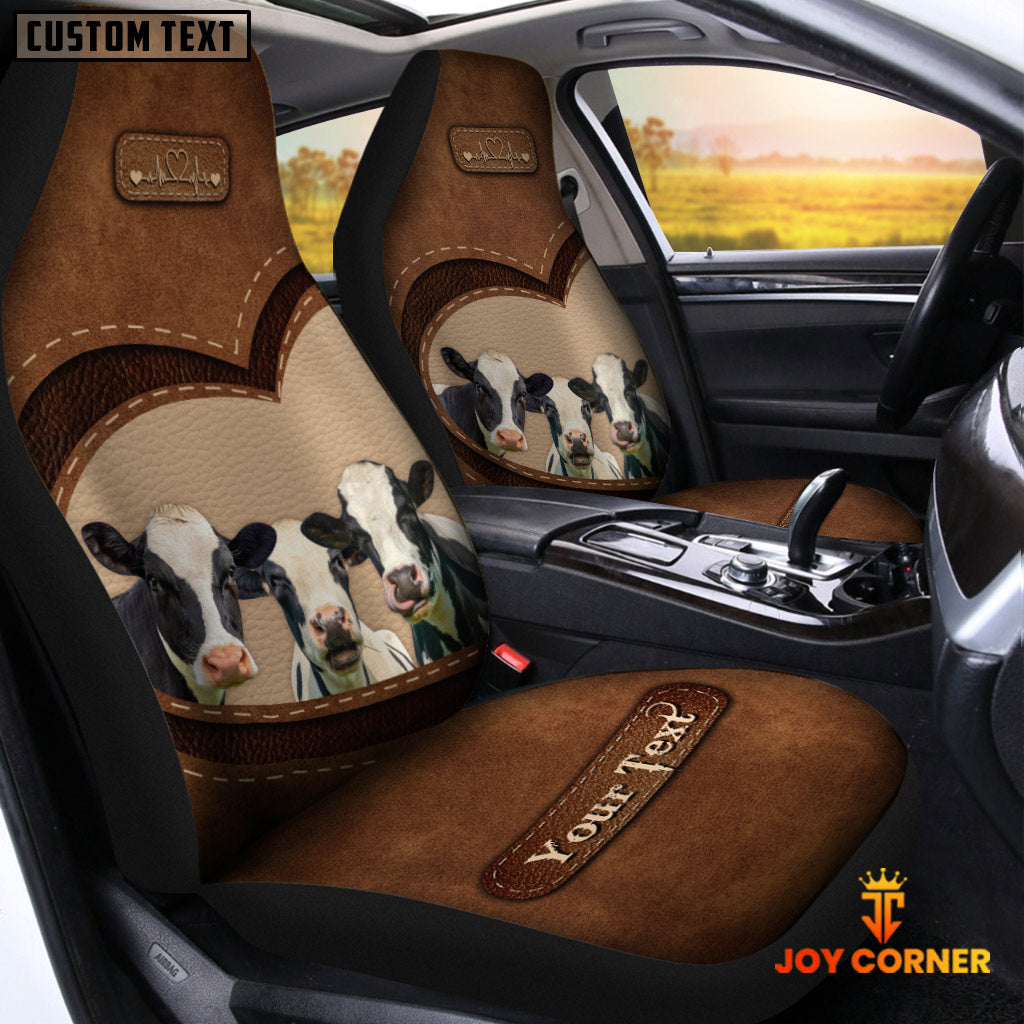 Holstein Pattern Customized Name Heart Car Seat Cover Set