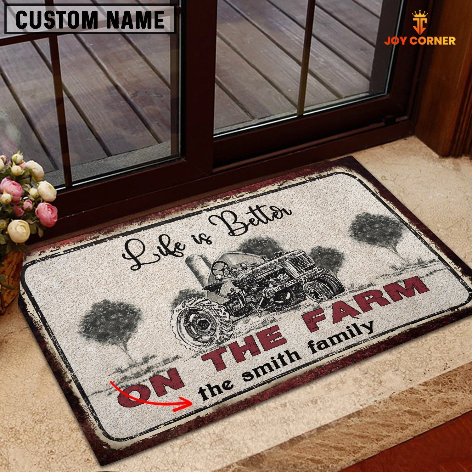 Farm Tractor Life is Better Custom Name Doormat