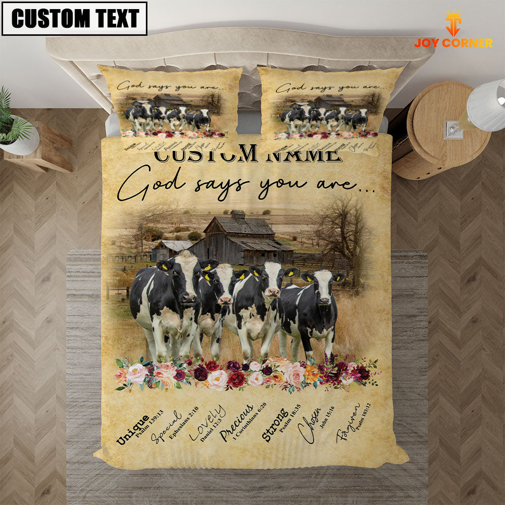 Holstein God Says You Are Custom Name Bedding Set