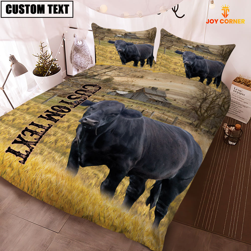 Personalized Name Angus Cattle On The Farm 3D Bedding Set