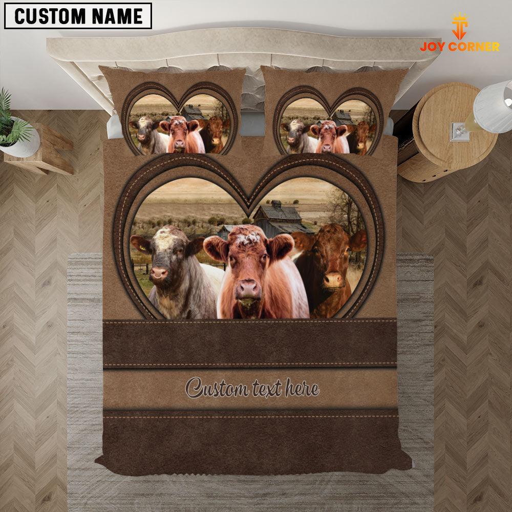 Shorthorn In Heart Custom Name Bedding Set