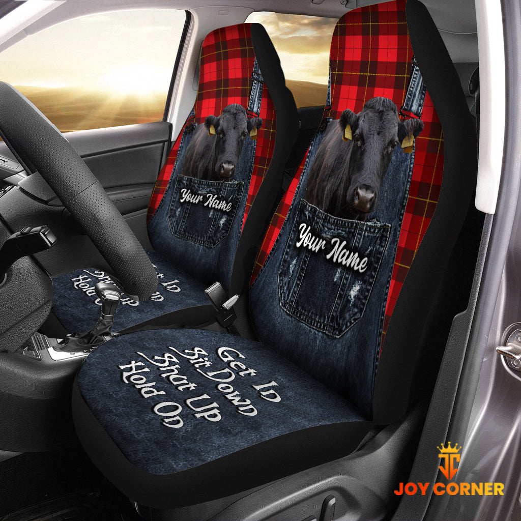 Customized Name Dexter Jean Overalls Pattern Car Seat Covers (2Pcs)