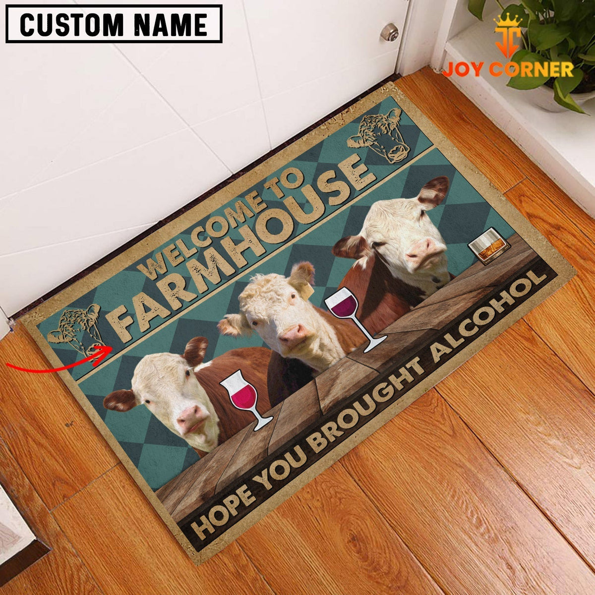Hereford Hope You Bought Alcohol Custom Name Doormat