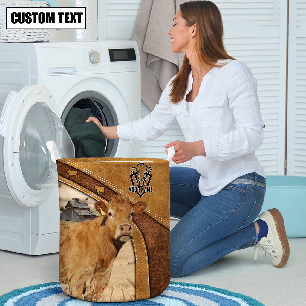 Limousin Cattle Brown Custom Name Basket