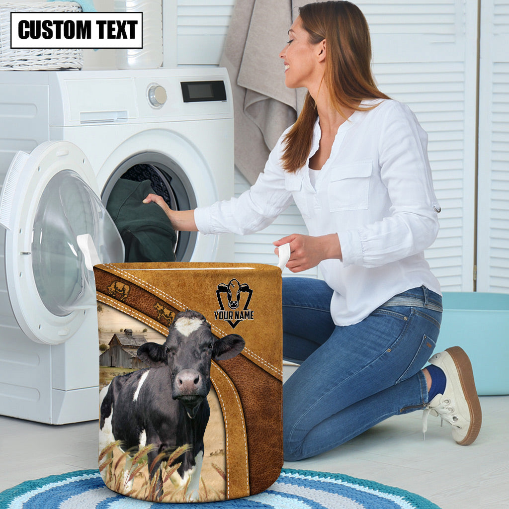 Holstein Cattle Brown Custom Name Basket