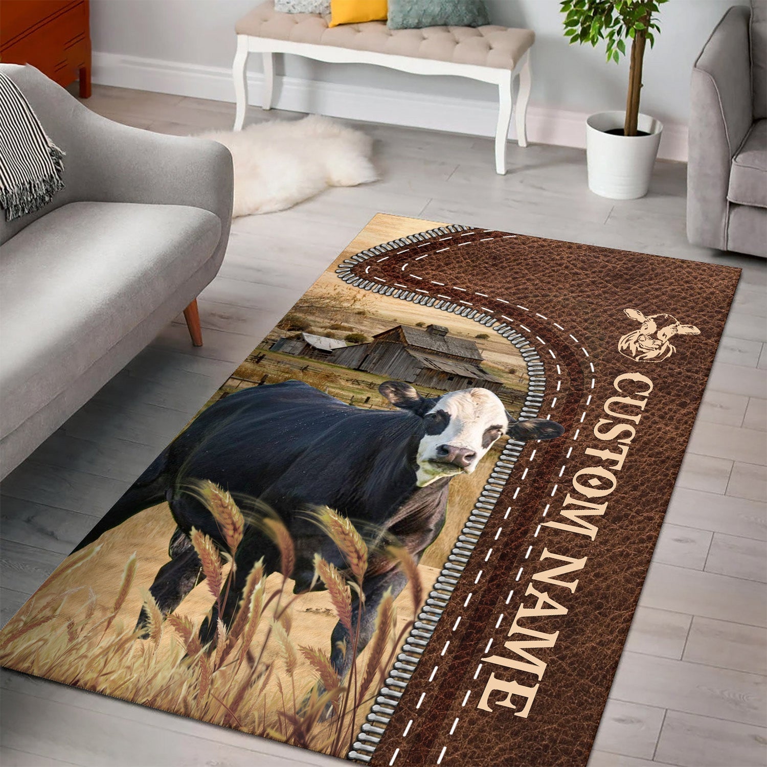 Black Baldy Farming Personalized Name 3D Rug