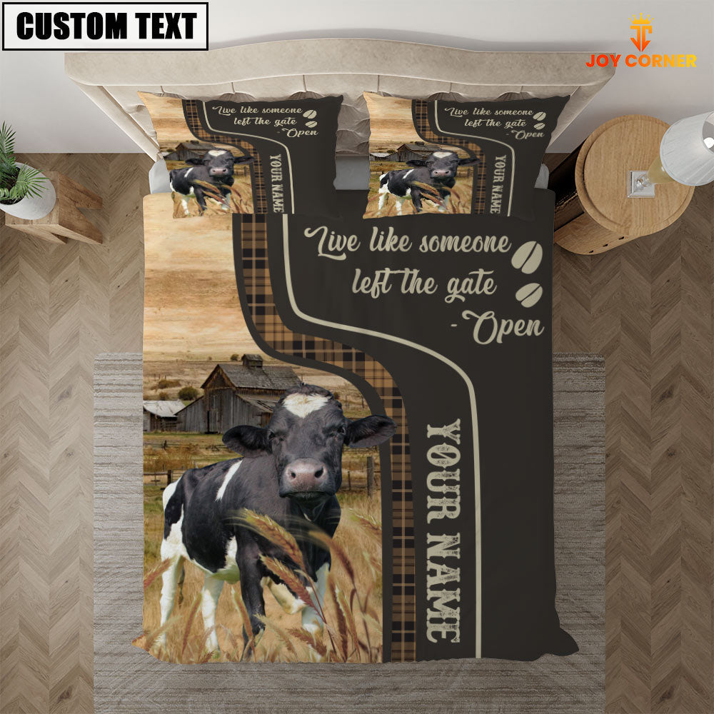 Holstein Like Someone Left The Gate Open Customized Name 3D Bedding Set