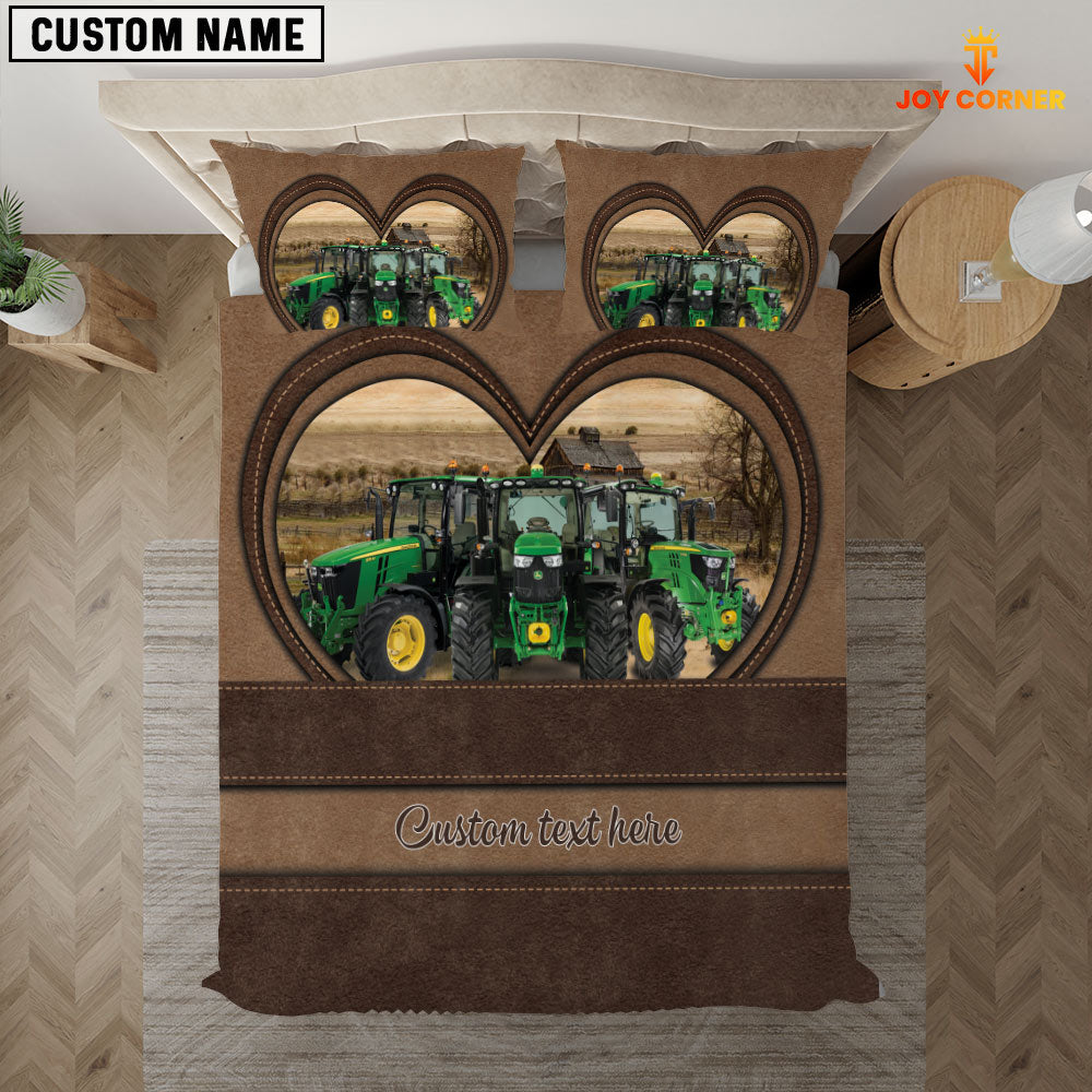 Tractor In Heart Custom Name Bedding Set