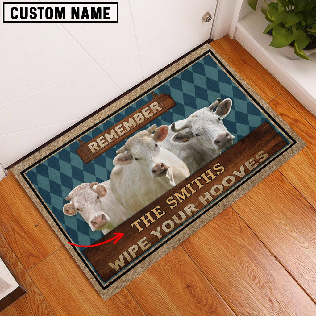 Charolais Wipe Your Hooves Custom Name Doormat