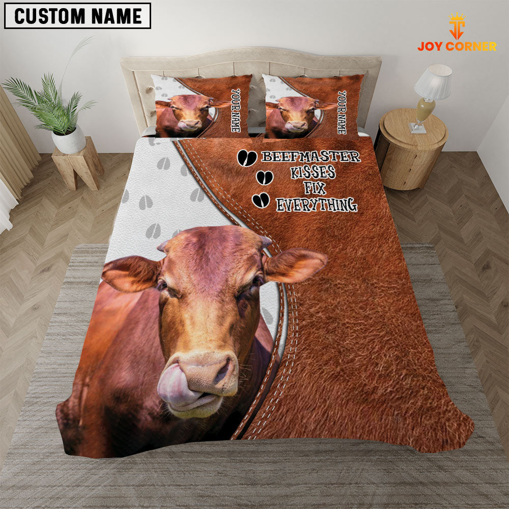 Beefmaster Kisses Fix Everything Custom Name Bedding Set