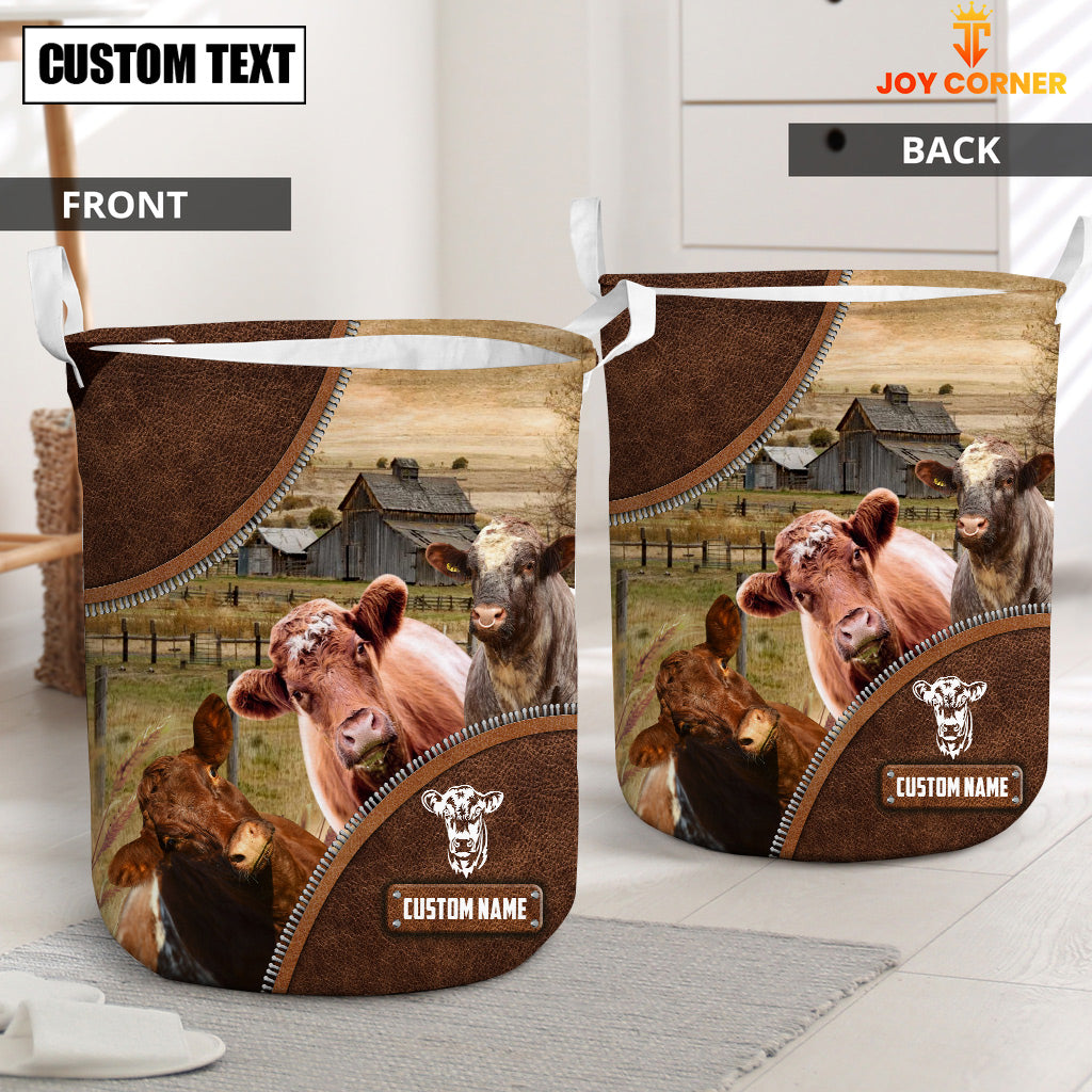 Shorthorn Cow Custom Name Laundry Basket