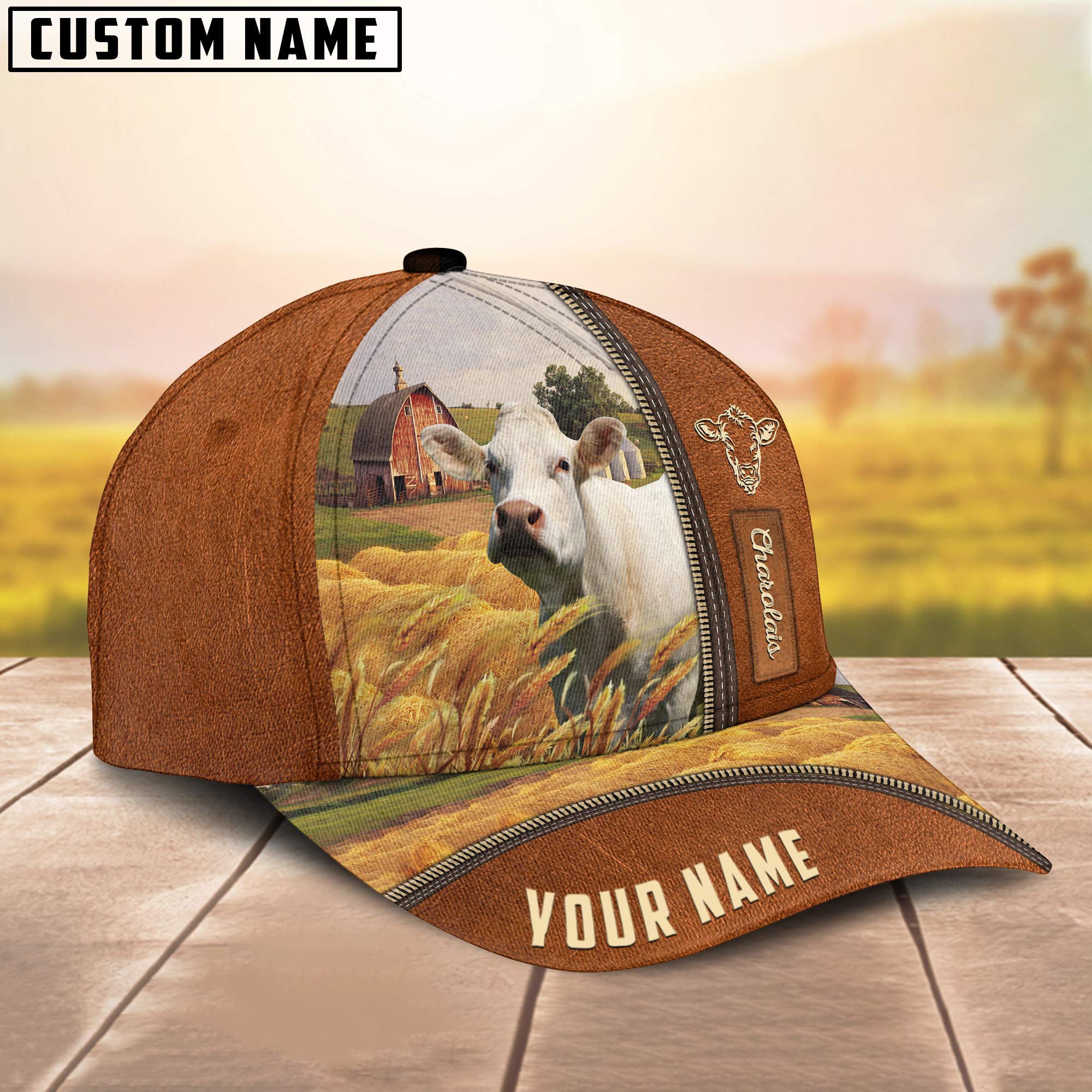 Personalized Name Charolais Barn Farm Cap
