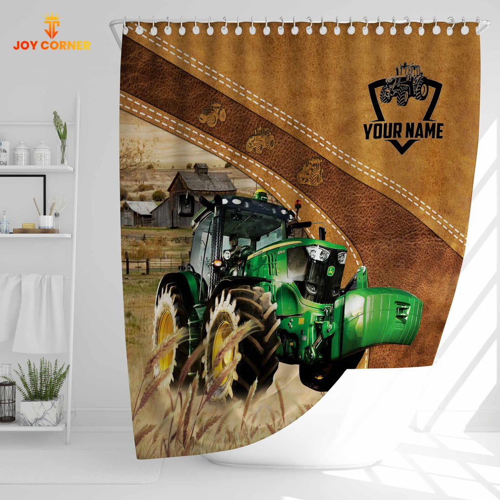 Custom Name Tractor Pattern Shower Curtain