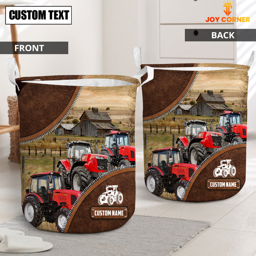Red Tractor Custom Name Laundry Basket
