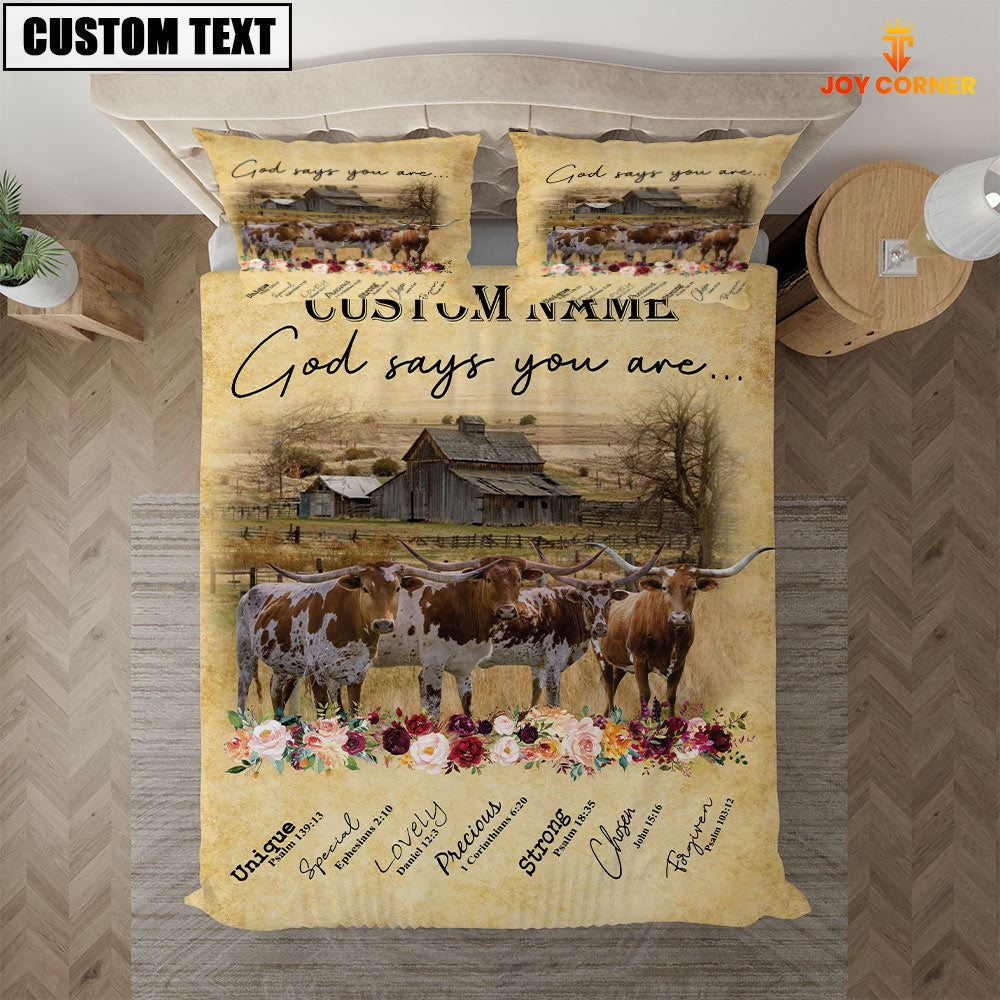 Texas Longhorn God Says You Are Custom Name Bedding Set