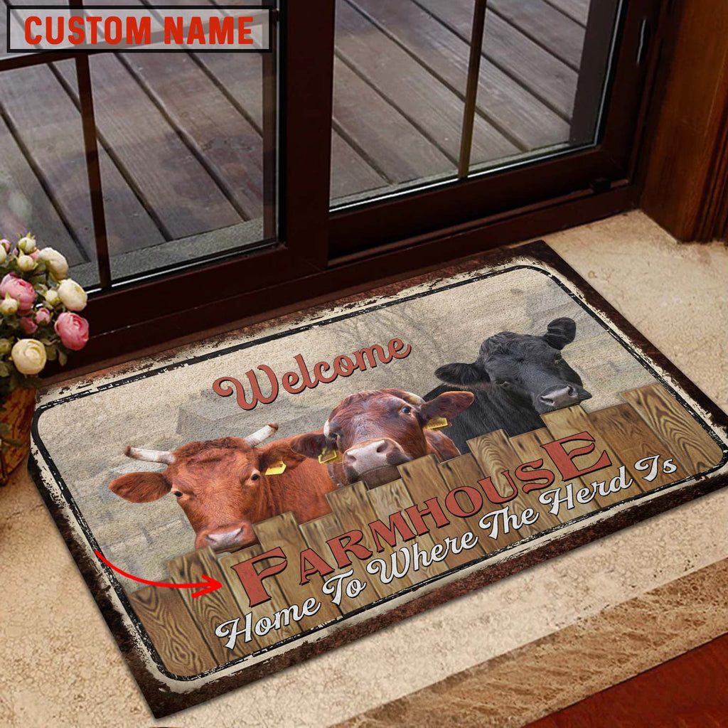 Dexter Custom Name - Home To Where The Herd Is FarmHouse Doormat