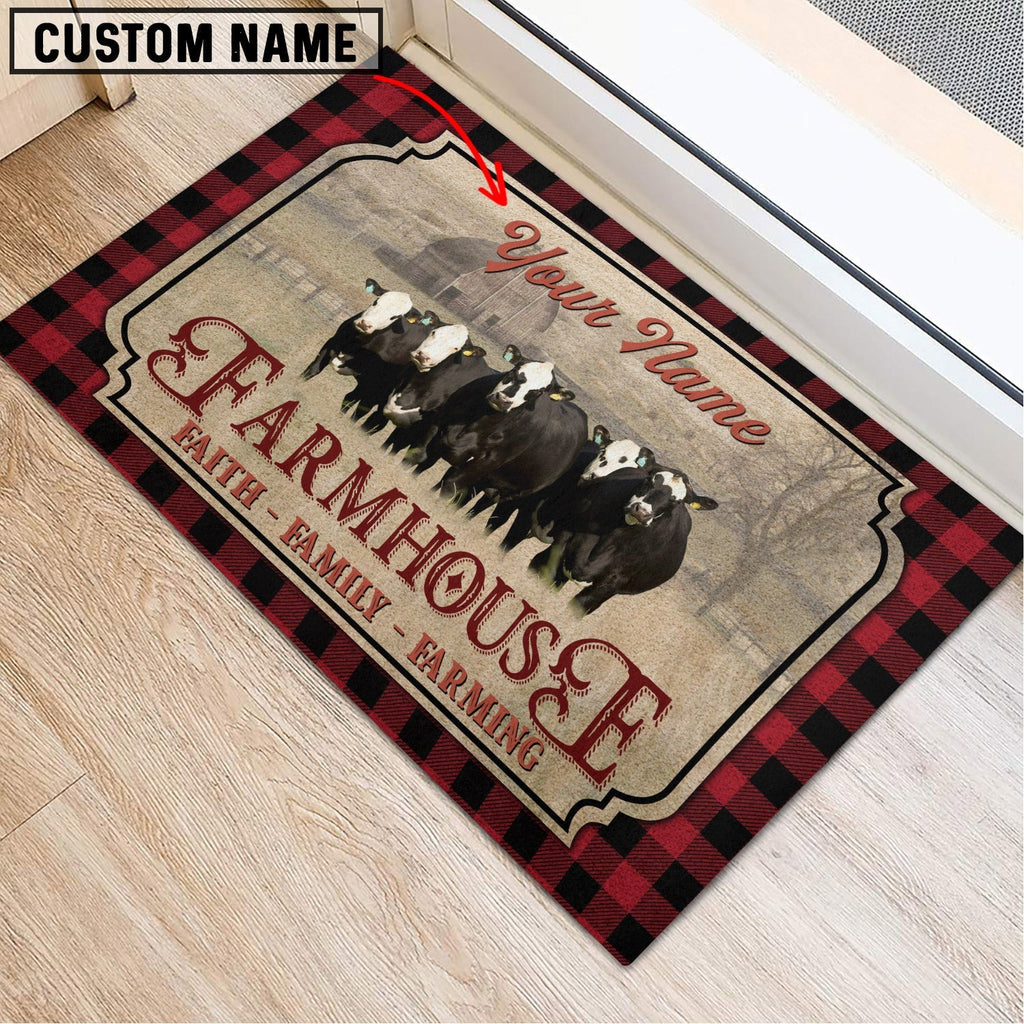 Black Baldy Faith Family Farming Custom Name Doormat