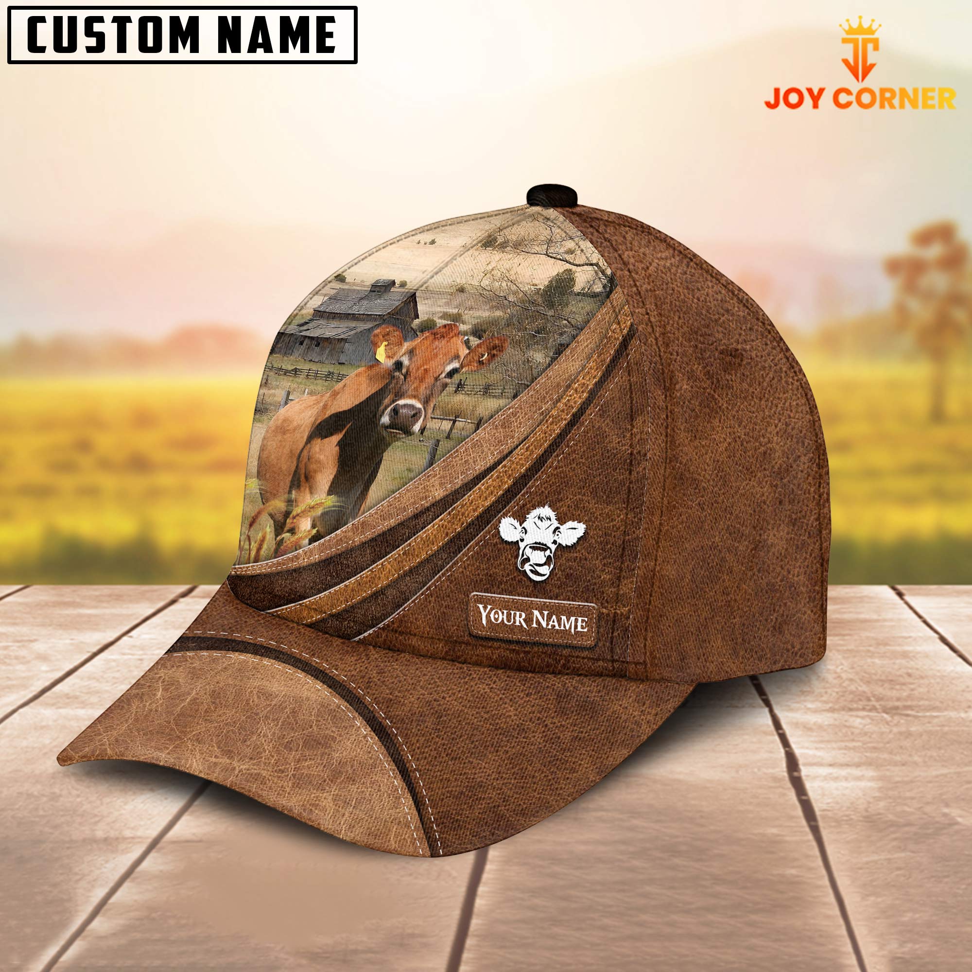 Custom Name Jersey Leather Pattern Classic Cap