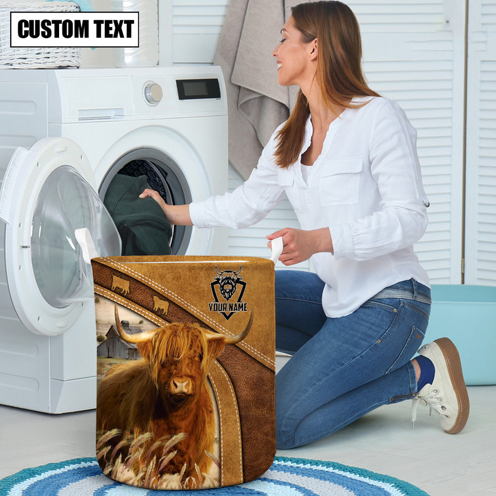 Highland Cattle Brown Custom Name Basket