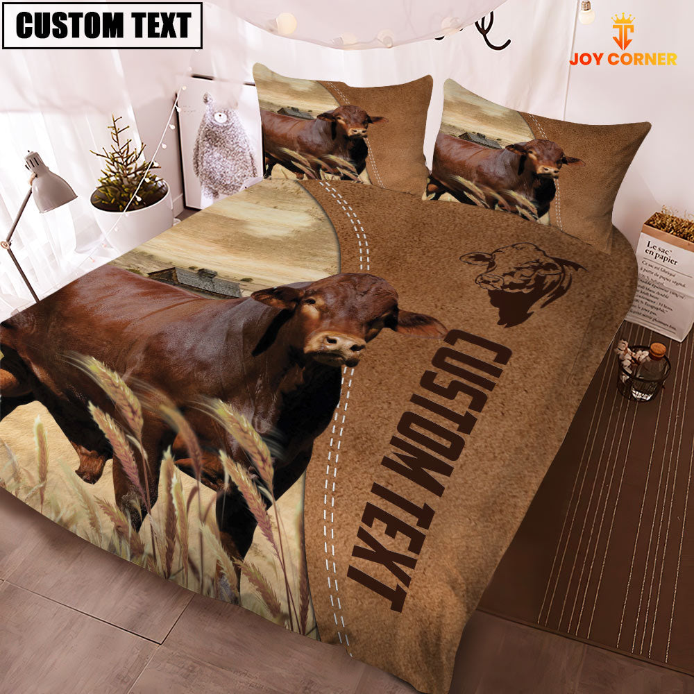 Custom Name Beefmaster Cattle Brown Bedding Set