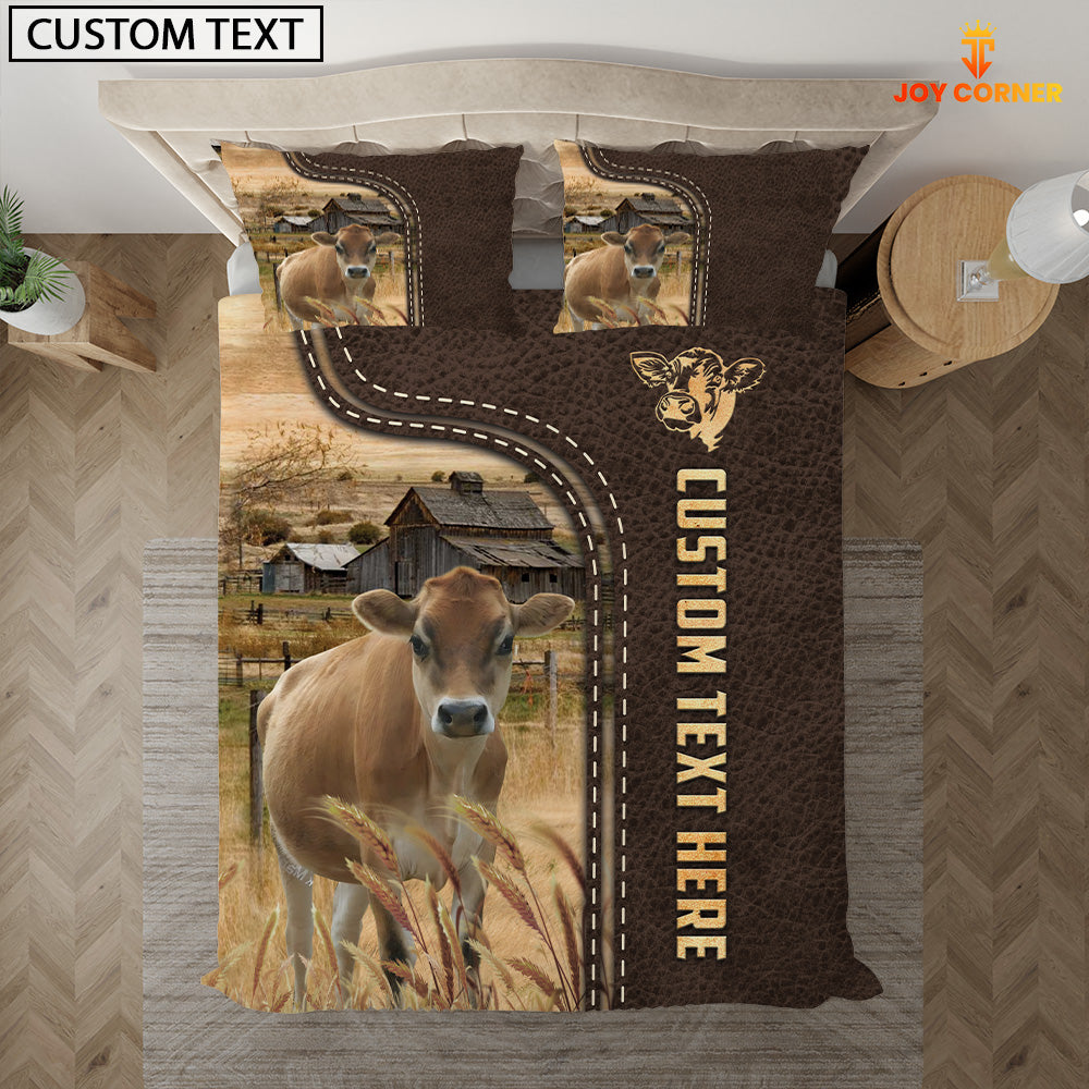 Jersey Custom Text Leather Pattern Bedding Set