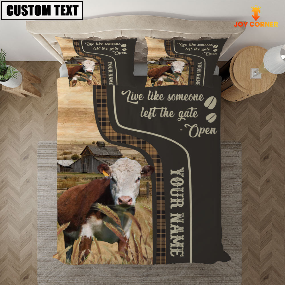 Hereford Like Someone Left The Gate Open Customized Name 3D Bedding Set